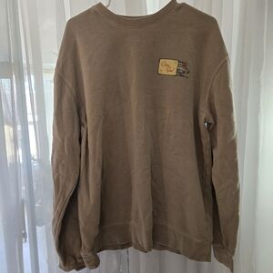 Beige Crewneck Sweatshirt with Small Chest Patch